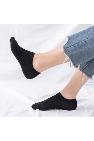 Nacar Store Kadın 10 Lu Paket Siyah Düz Patik Çorap