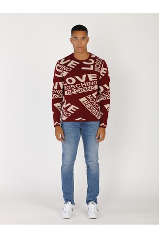 Moschino Moschıno Erkek Kazak / M.Lov.2019.6494 Vişne -Beyaz Bordo
