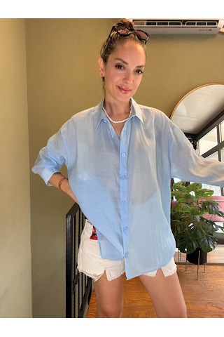 Ali Butik Mavi Rahat Kalıp Dökümlü Gömlek