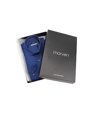 Morven Lacivert Slim Fit Düz Sert Yaka Kolay Ütülenebilen Hediye Kutulu Uzun Kollu Gömlek 99mc004002201 Lacivert - Kutulu