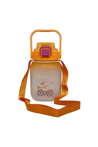 Vagonlife Vgn2275-t Turuncu 1100 ML Çocuk Pipetli-Pipetsiz Kullanım Su Matarası Askılı + Çıkartma