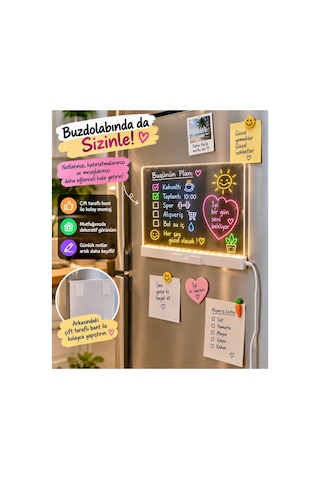 Led Işıklı Yazı Çizim Ve Boyama Tahtası 30x20 Cm 7 Renk Kalemli Silinebilir Usb Li Eğitici Çocuk Çizim Panosu Şeffaf