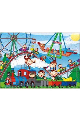Star Puzzle 2x50 Parça Çocuk Puzzle - Maymun Lunaparkı 1 Adet