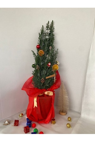 Hediyelik Elwoodi Yılbaşı Ağacı Süslemeli 40-70cm Kozalak+portakallar Dahil