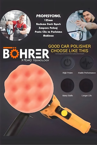 Böhrer Hb0011t Polisaj 4800W 125 Mm Devir Ayarlı Bakır Sargılı Polisaj Zımpara