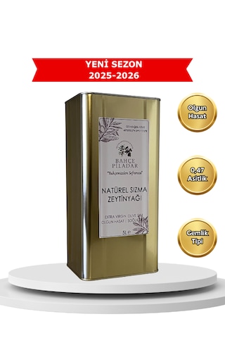 2025-2026 Sezonu Olgun Hasat Natürel Sızma Zeytinyağı 5 Lt Teneke