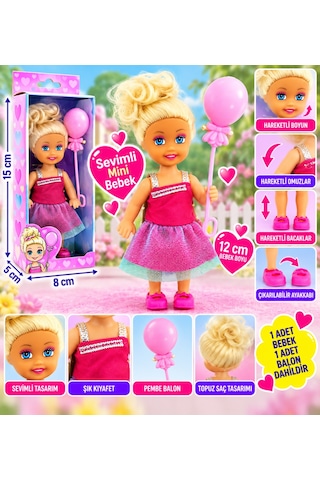Cute Girl Pembe Balonlu Sarışın Mini Bebek Nhr