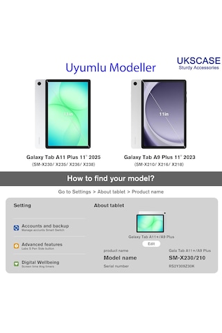 Samsung Uyumlu Galaxy Tab A11 Plus A11+ A9 Plus A9+ 11'' Temperli Cam Ekran Koruyucu 2 Adet
