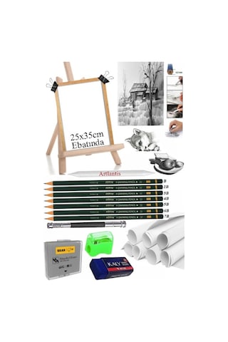 Dereceli Kurşun Kalem Seti 25x35 Duralit Masaüstü Drawing Şövale Set Resim Kağıdı Kalem Uzatma Gölgelendirme Dağıtıcı