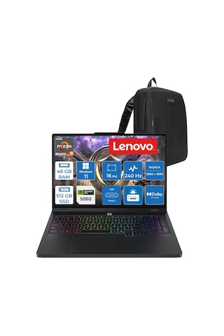 Lenovo Legion Pro 5 16ADR10 83LT005RTRP17 R9-8940HX 48 GB 512 GB SSD RTX5060 8 GB 16" W11P Dizüstü Bilgisayar + Zetta Çanta
