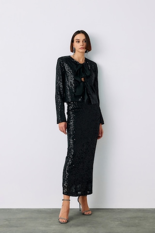 Sateen Payetli Kısa Ceket - Siyah-135239 Siyah