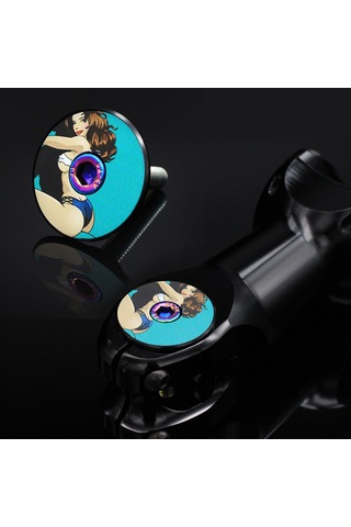 Ranyeek Dağ Ve Yol Bisikleti İçin 3d Kabartmalı Alüminyum Başlık Kapağı + Renkli Vidalar Seti Siyah