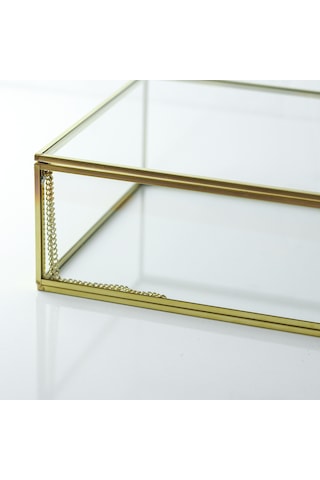 Cam Kutu Ekstra Büyük Pirinç & Gold 40x30x8cm