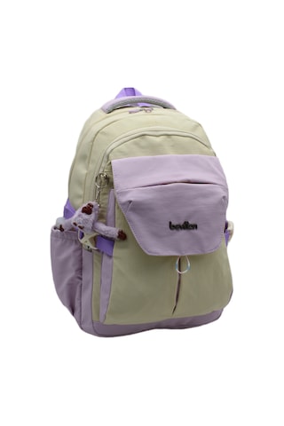 Günlük Sırt Çantası Unisex Çok Bölmeli Okul Çantası 2601 Bej-lila Beyaz - Lila