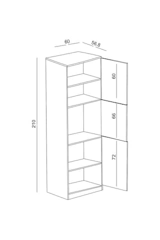 60 Cm Beyaz Melamin Boy Dolap H210