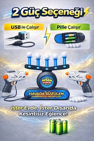 2 Tabancalı Havada Süzülen Top Hedef Vurma Oyunu Elektronik Atı