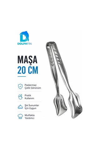20 Cm Paslanmaz Çelik Servis Maşası Salata, Pasta Ve Sunum Maşası