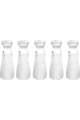 Ulzyvf Yemek Ve Ve Seti Şef Şapkası Pişirme Parçalı Önlüğü İçin Çocuk Boyama Beyaz 10 Su Beyaz