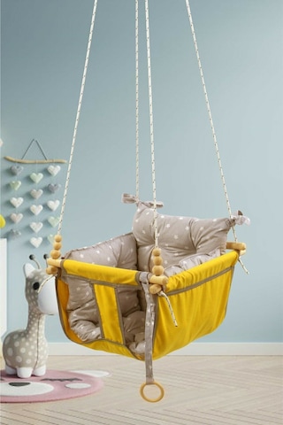 Bundera Wag Swing Sarı Çocuk Ahşap Salıncak Bebek Hamak