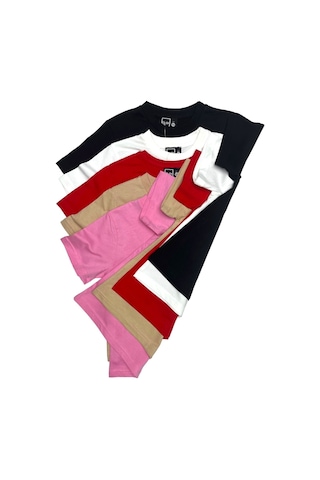 Çocuk Basic T-shirt Kız Erkek Unisex %100 Pamuk 5'li Paket Kk-2