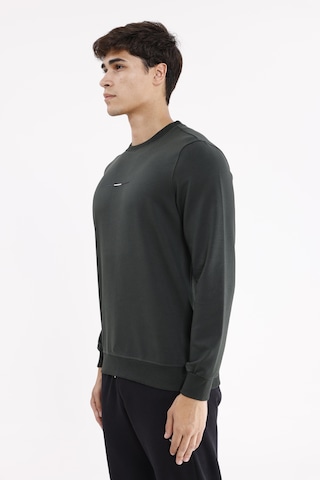 Rowinger Minimal Göğüs İşlemeli Rahat Kalıp Esnek Manşetli Mevsimlik Bisiklet Yaka Sweatshirt Haki