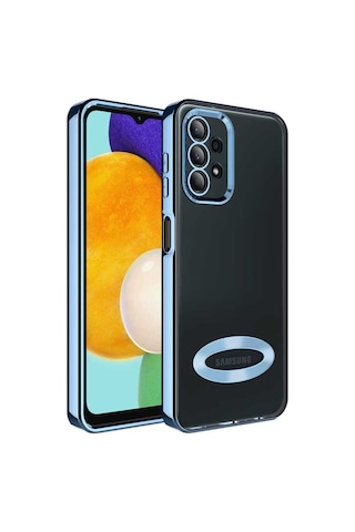 Galaxy A23 Kılıf Kamera Korumalı Logo Gösteren Zore Omega Kapak Sierra Mavi