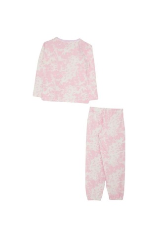 Kız Çocuk Batik Desenli Pamuklu Pijama Takımı-13678 Pembe