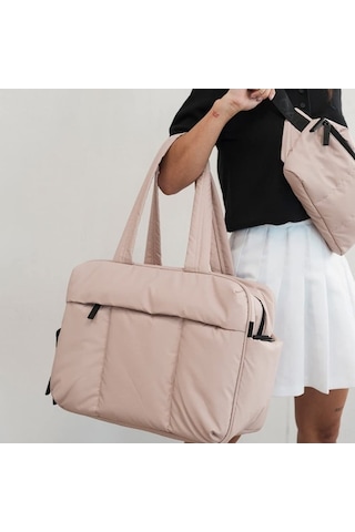 Didadodo Kadınlar İçin Şişme Çantalı Spor Çantası - Ayakkabı Bölmeli Geniş Hacimli Seyahat Çantası Pembe Pembe