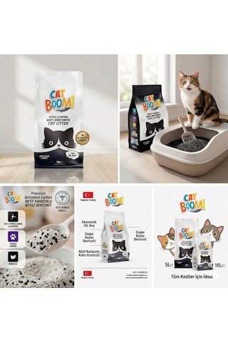 Cat Boom Aktif Karbonlu Topaklanan Kedi Kumu 10 Lt X 2 Adet