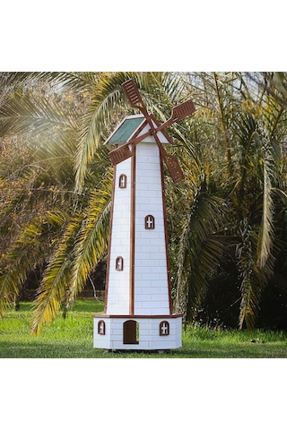 Mandu Yel Değirmenli Ahşap Kedi Evi 80 x 80 x 207 CM