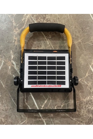 Gs-570 Sanayi Tipi Solar Projektör Çakarlı Kamp Lamba Güçlü Işık 150w Kristal Led Siyah Sarı