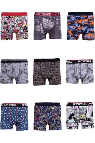 Rock Hard 4'Lü Karışık Desenli Renkli Boxer 001