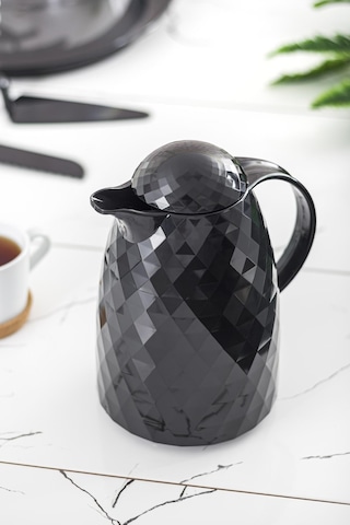 1 Lt Akrilik Siyah Çay Termosu 12 Saat Sıcak 24 Saat Soğuk Siyah