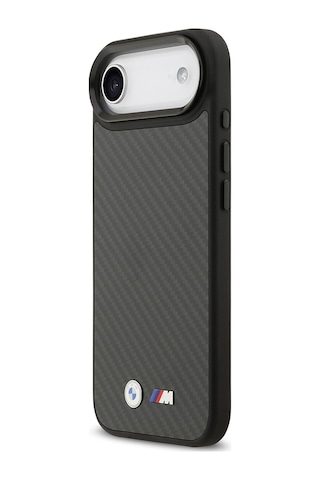 İphone 17 Air Uyumlu Kılıf Bmw Lisanslı M-safeli Karbon Fiber Metal Logolu Kevlar Kapak Siyah Siyah