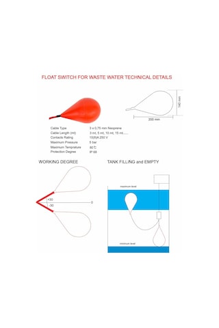 Tekno Atık Su Seviye Flatörü 5 Metre - Armut Tip Flatör