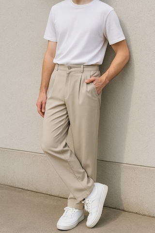 Cedy Denim Yüksek Kalite Erkek Yüksek Bel Pileli Baggy Chino Pantolon C358 Bej