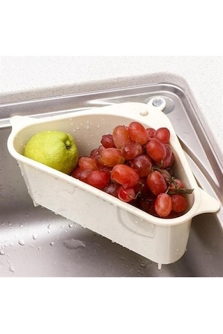 Zmc Bilişim Vantuzlu Üçgen Sebze Meyve Lavabo Raf Evye Süzgeç Sünger Tutucu Düzenleyici Mutfak Organize Çok Renkli