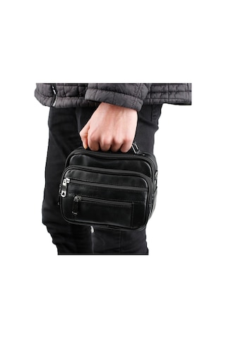 Strong Kasalı Siyah Erkek Küçük Boy El Çantası, Omuz Çantası Nyel Siyah