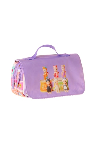 Kaukko Kids Taşıma Askılı Kız Çocuk Cat Life Baskılı Şık Kalem Çantası Mor - Krem - L5315