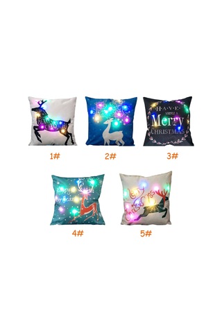 Qingmipy Noel Aydınlatmalı Aynaklı Kumaş Yastık Kılıfı - 10 Led Işıklı, Yeşil Malzeme, 45x45 Cm, Pil Gerektirir Pil Yok Diğer