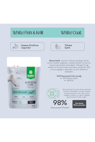 Nature S Protection Superior Care Beyaz Tüylü Köpekler İçin Beyaz Balıklı & Krilli Sos İçinde Yaş Köpek Maması 85g 12 Adet