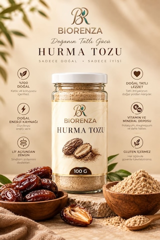 Hurma Tozu 100 G %100 Hurma, Kek, Kurabiye, Yoğurt Ve Smoothie Tarifleri İçin