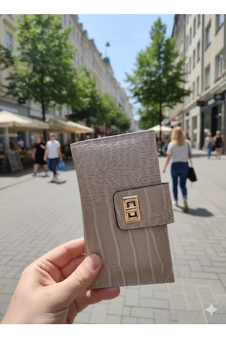 Newish Polo Telefon Bölmeli Klipsli Fermuarlı Portföy Cüzdan Krem