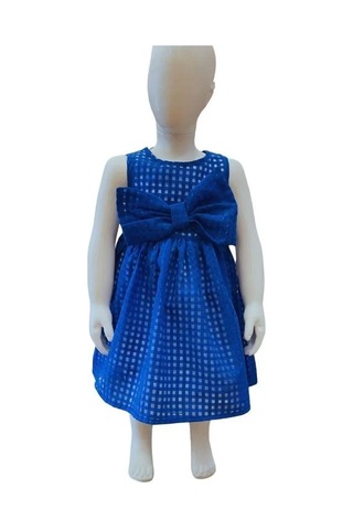 Çikoby Kız Bebek Fiyonk Elbise-13878 Mavi