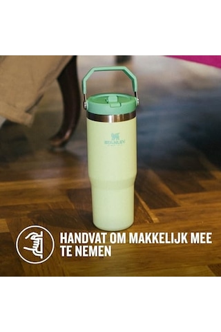 Iceflow Flip Straw Pipetli Termos Bardak, 0.89 Litre, Lime Yeşili Citron S