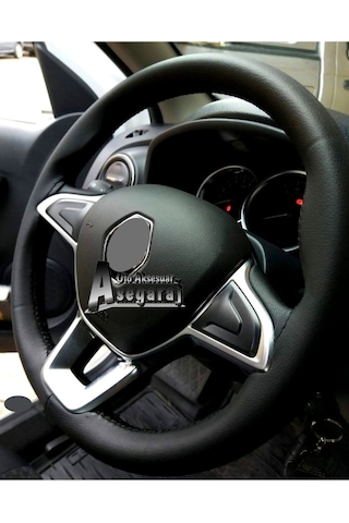 Fiat Egea Uyumlu Dikmeli Direksiyon Kılıfı Soft Siyah Deri-siyah Ipli 38cm 11cm