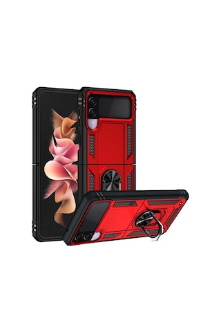 Samsung Uyumlu Galaxy Z Flip 3 Kılıf Zore Vega Kapak Kırmızı