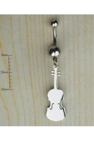 Keman 316 L Cerrahi Çelik Göbek Piercing Gümüş