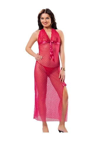Zl Shoping Fuşya Dantel Gecelik - 639 L-xl Fuşya