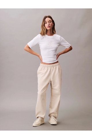 Calvin Klein Jeans Monologo French Terry Jogger Kadın Beyaz Eşofman Altı Lv047b235g-acg Beyaz